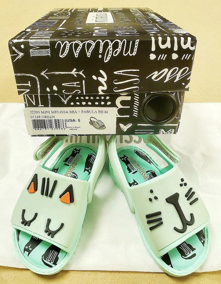 Mini Melissa Toddler Mini Mia+Fabula Sandal Flat Mint Shiny New with Box - Image 2 of 4