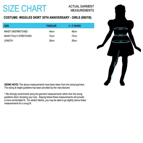 Wiggles Costume Skirt Child Black 30th Anniversary Emma Licensed - Picture 3 of 18