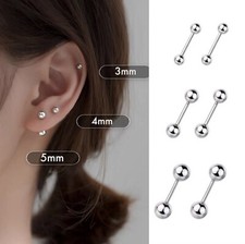 Women Girls Surgical Steel Small Round Silver Gold Ball Stud Earrings Screw Back