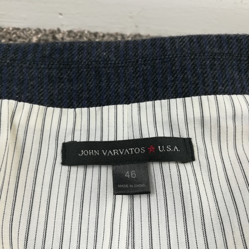 John Varvatos USA Vest Waistcoat Wool Double Breasted Striped Gray Blue Mens 46 - Picture 5 of 10