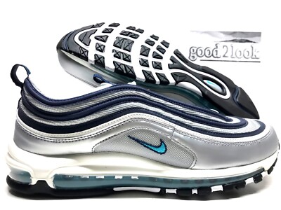 NIKE AIR MAX 97 OG METALLIC SILVER/CHLORINE BLUE SIZE