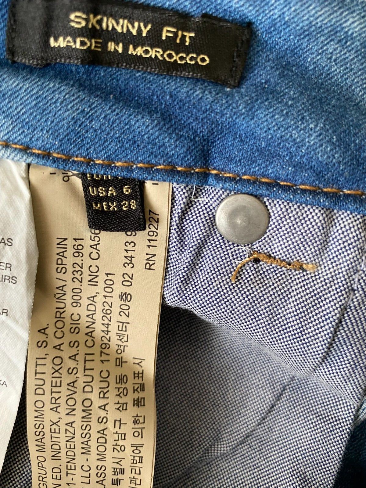 Massimo Dutti Skinny Fit Embroidered Blue Jeans Size 6 image 7