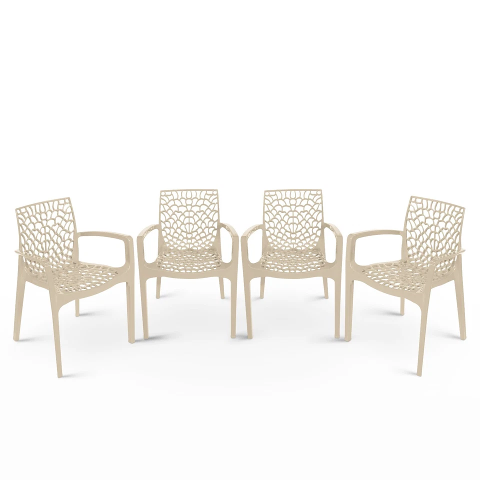 Sillones de comedor interior exterior diseño tela de araña, Italia, apilables, 4 sillas Foto 2 de 4