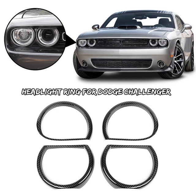 4x Exterior Car Front Headlight Frame Decor Cover For Dodge Challenger