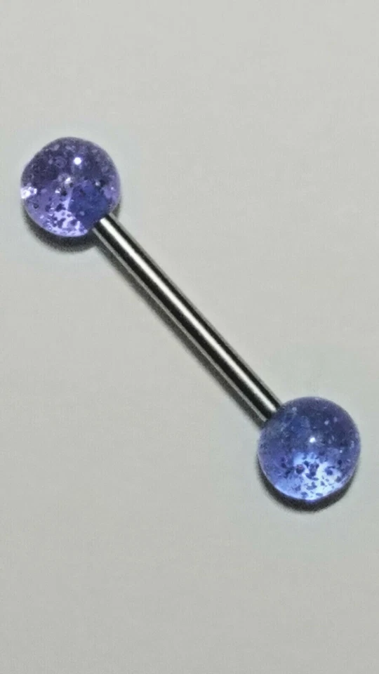 Barbillas de lengua/pezón 8 colores brillo acrílico calibre 14 5/8 pulgadas Foto 2 de 4