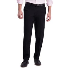 Haggar Mens Iron Free Premium Straight-Fit Flat-Front Pants in Black, Size 34x30