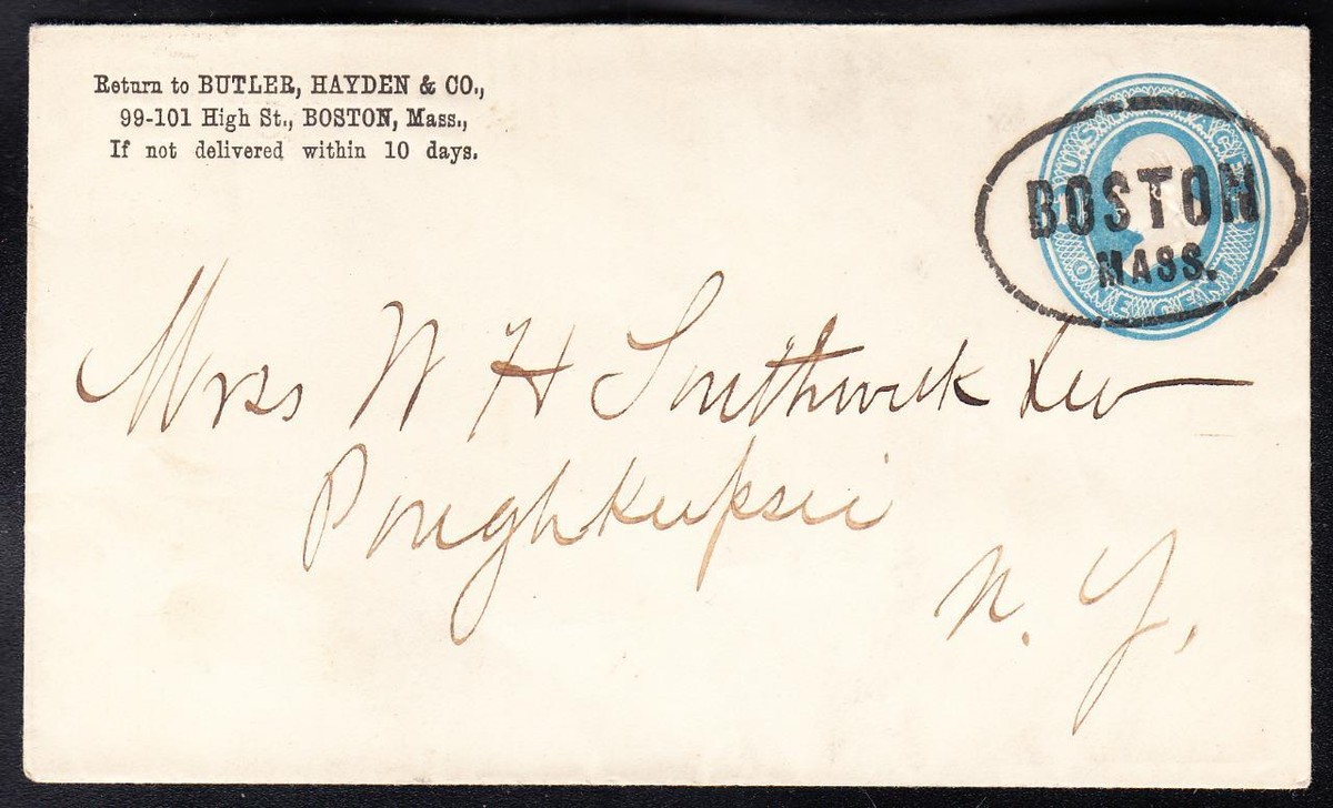 19th Century Stationery U74a Worcester MA Postal History Cover