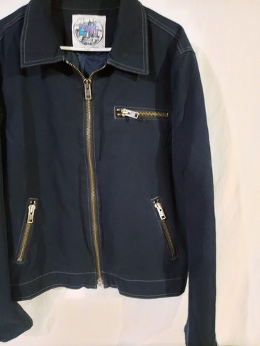 7 For All Mankind Jacket Mens XL Quilt Lined Blue Full Zip Canvas T4003442U - Picture 4 of 9