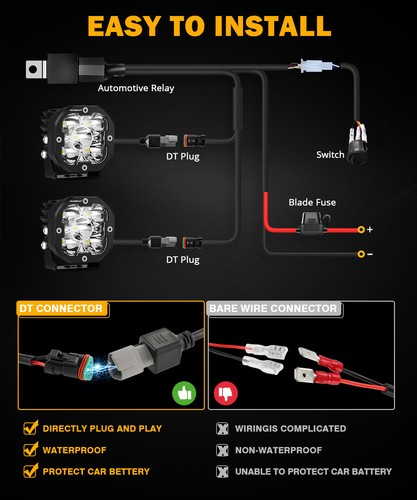 AUXBEAM 2 piezas 3" pulgadas 80W LED Luz de Trabajo Punto Offroad Conducción Faros Antiniebla Para GMC - Imagen 6 de 12