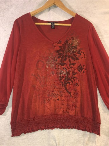 Style & Co. Shirt Women’s Extra Large Long Sleeve Polyester Phoebe Buffay