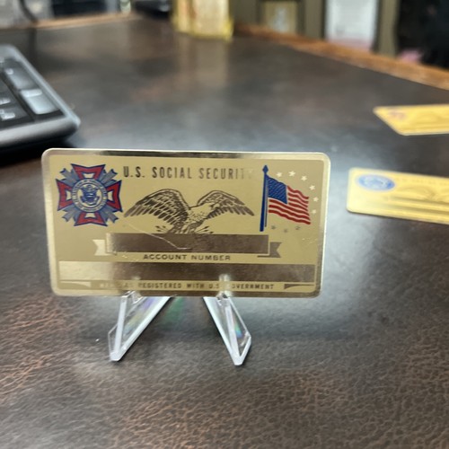 Vintage Brass / Metal Social Security Card VFW Veterans Of Foreign Wars