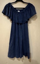 Umgee Women’s Small Blue Off The Shoulder Mini Tunic Blue Dress