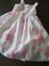 Janie Jack Pink Aqua Floral party Dress Flowers purple Easter 100 silk tulle