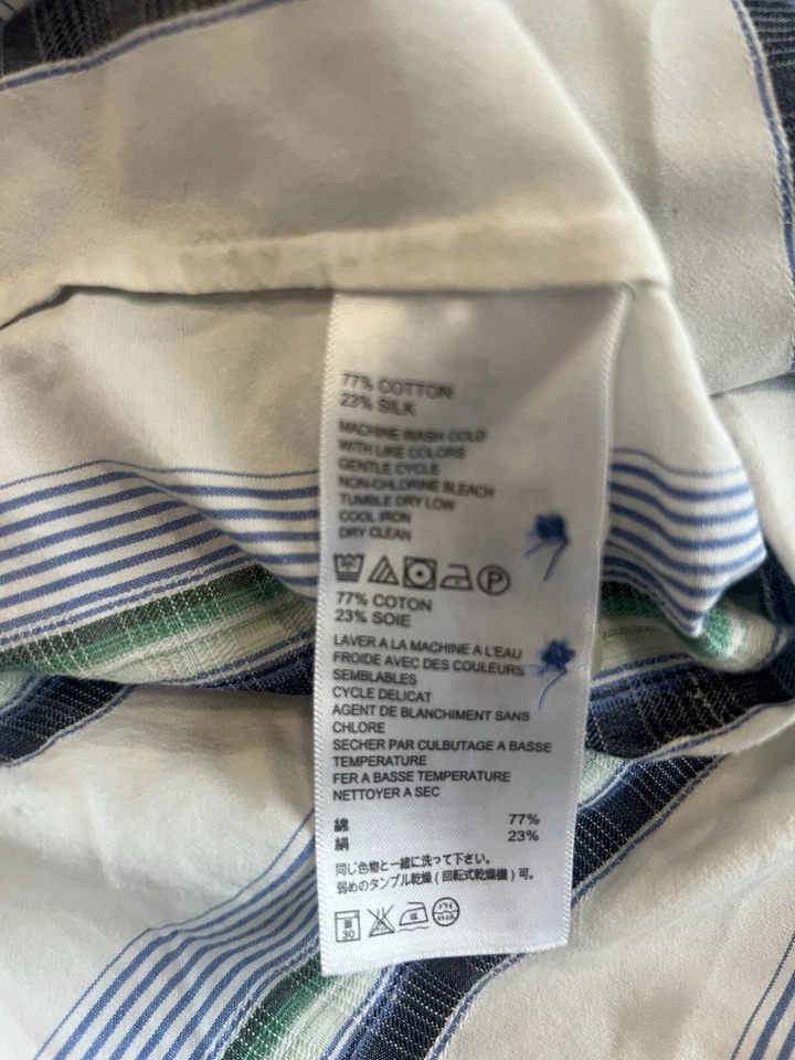 Рубашка мужская Tommy Bahama размер XL синяя полоса шелковая смесь остров опрятный пляж тропическая - Изображение 4 из 4