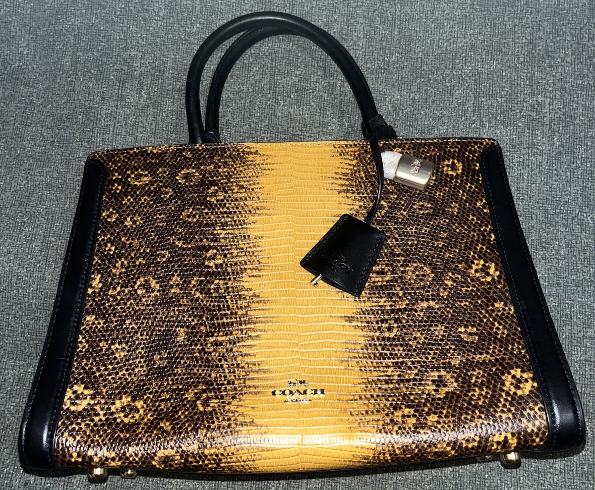 Coach Zoe Carryall Lizard Embossed Leather Satchel Bag F72661