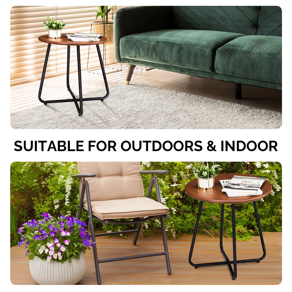 Mesa auxiliar de exterior con mesa de madera sintética resistente a la intemperie Foto 4 de 4