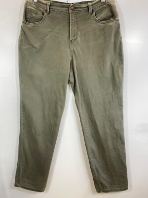 Gloria Vanderbilt Amanda Missy Size 12L Green Denim Straight Jeans #1065 