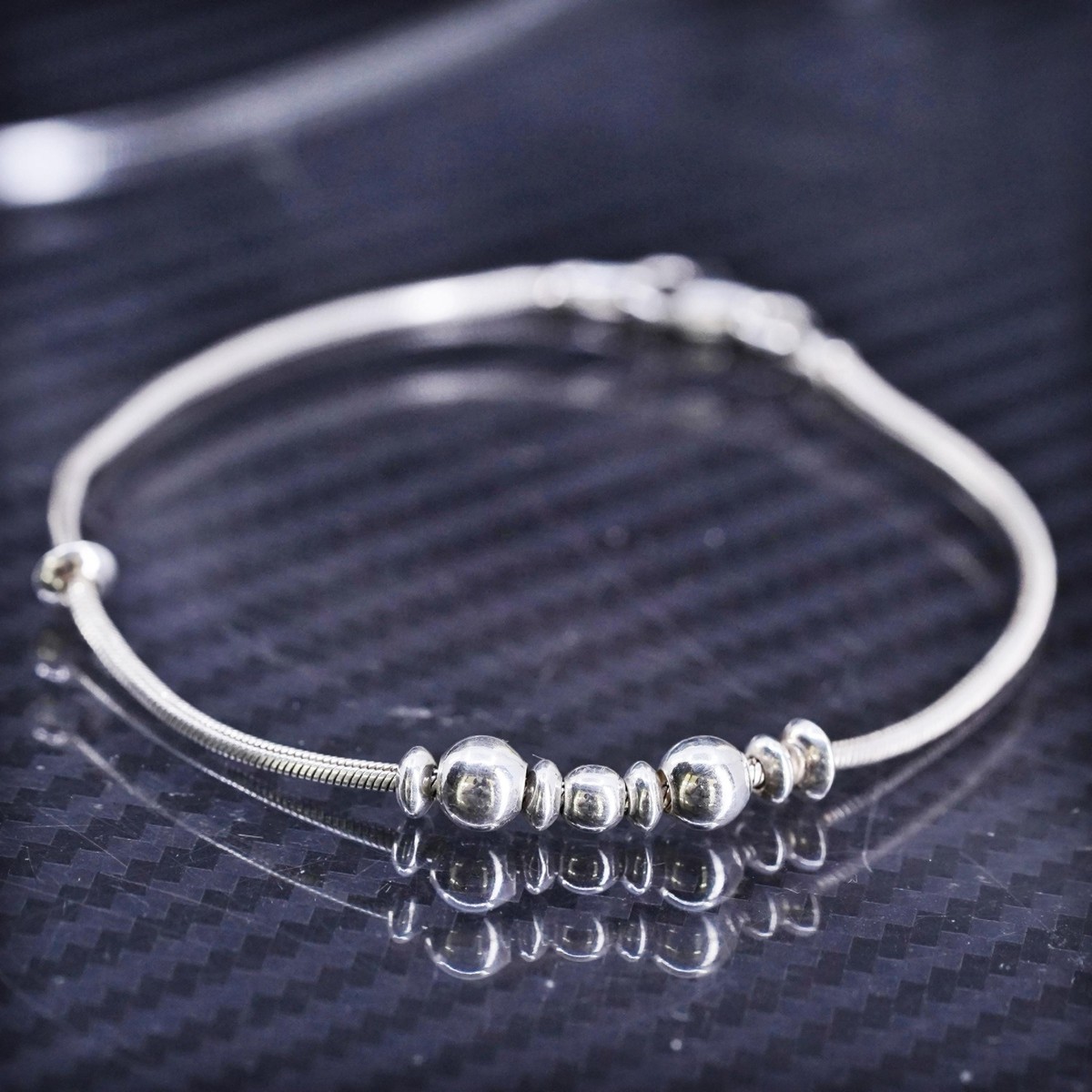 6.75”, vintage sterling silver 925 handmade snake chain bracelet