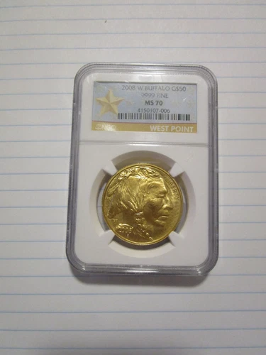 2008 Buffalo Gold $50 NGC MS70 West Point
