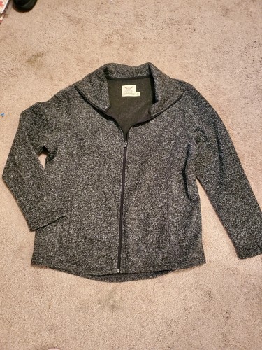 Black Knit Zip-Up Sweater Jacket 16W 1X 