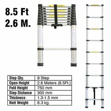 Heavy Duty Telescopic Ladder Multi-Purpose 2.6-6.2M Aluminium  Extendable Hook