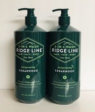 2 Bottles Ridge Line  Cedarwood 3-in-1 Invigorating Wash for Men 32 fl oz Each