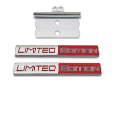 Chrome&Red Limited Edition Front Grille Emblem + Car Bagde Metal Sticker Decal