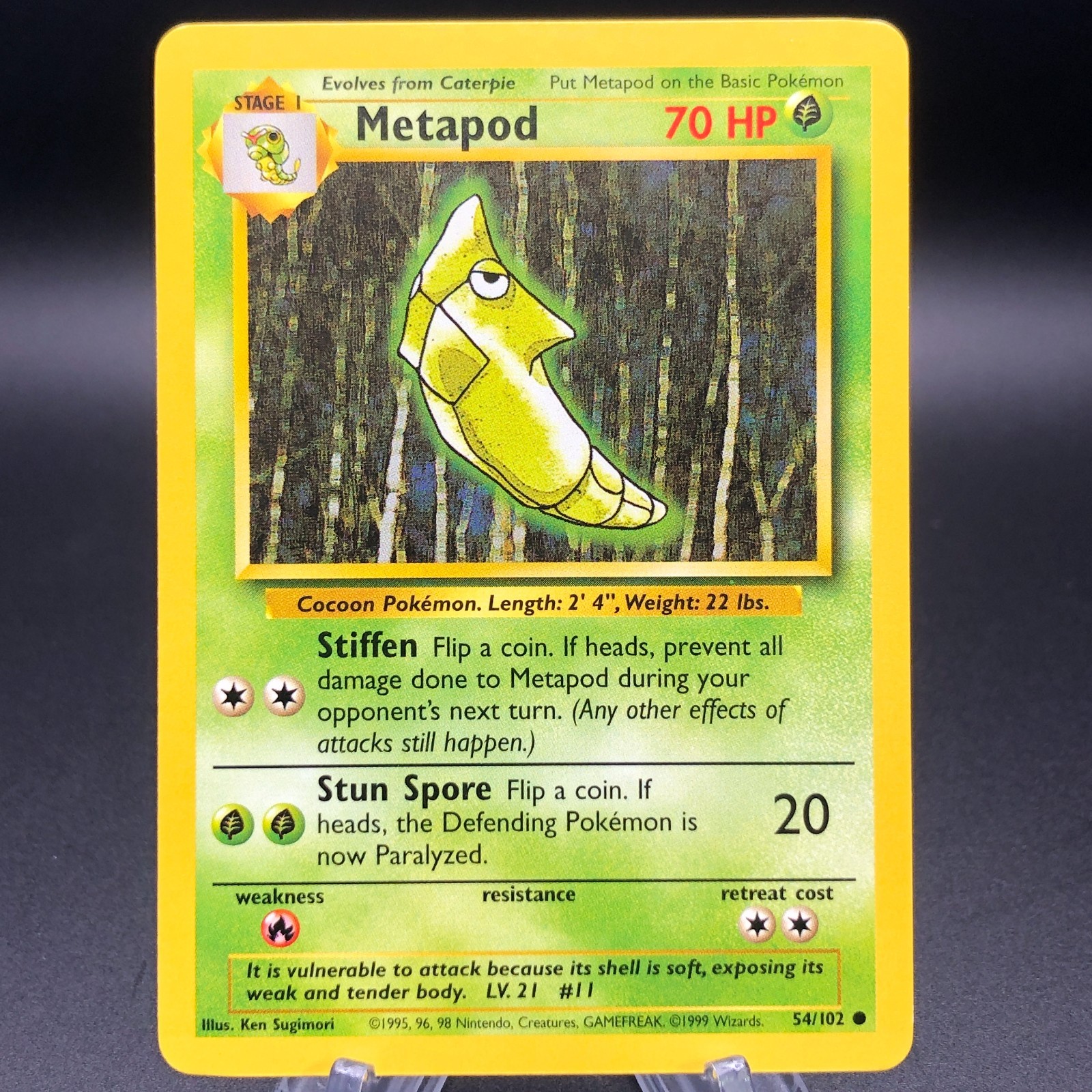 Pokemon Metapod 54/102 - Base Set - NM Common - 1999 English Vintage WotC