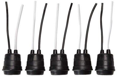 12pcs Lamp Base Waterproof Black Pigtail Holder Socket 250V 6A (12) 
