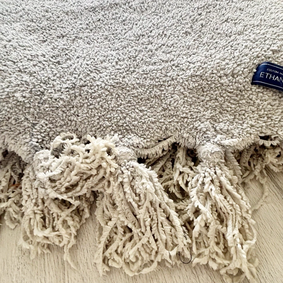 ETHAN ALLEN Blue Ombré Chenille Throw Blanket Fringed Cozy Soft 52” X 62” - Image 4 of 4