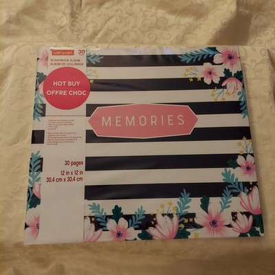 Craftsmart Memories Scrapbook Album 30 Pages 12'' x 12'' Stripes And Flowers