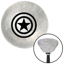 Black Star Inside Circles Clear Retro Metal Flake Shift Knob w/ M16x1.5 Insert