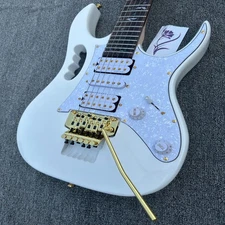  White Irregular Solid Body Electric Guitar, H-S-H Pickups, Rosewood Fretboard