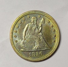 1858 Seated Liberty Quarter - Nice Color - Choice AU ++