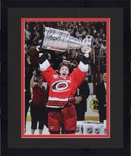 Framed Rod Brind'Amour Hurricanes Signed 16x20 2006 SC Champs Raising Cup Photo