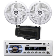 Pyle PLCD43MRB Marine Bluetooth CD Receiver, 2x 5.25" 180W Speaker, Cover White 