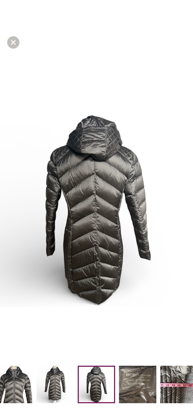 BCBGeneration Metallic Gray PufferLightweight Jac… - image 2