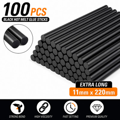 100 Stück SCHWARZ HEISSKLEBER Sticks extra lang 11mm*220mm KLEBER Heißkleber