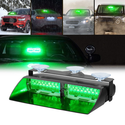 16LED Grün Auto Blitzlicht Frontblitzer Warnleuchte Dash Strobe Notfall Warnung