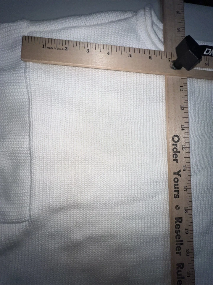 DKNY Suéter Hombre XL Blanco Crema 100% Algodón Manga Larga Foto 2 de 4