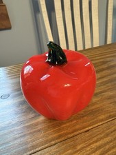 Murano Style Hand Blown Glass Red Bell Pepper Vintage Vegetable Decor