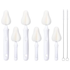 Carebabymore 8 Pcs Sponge Nipple Bottle Brushes, Baby Brush with White