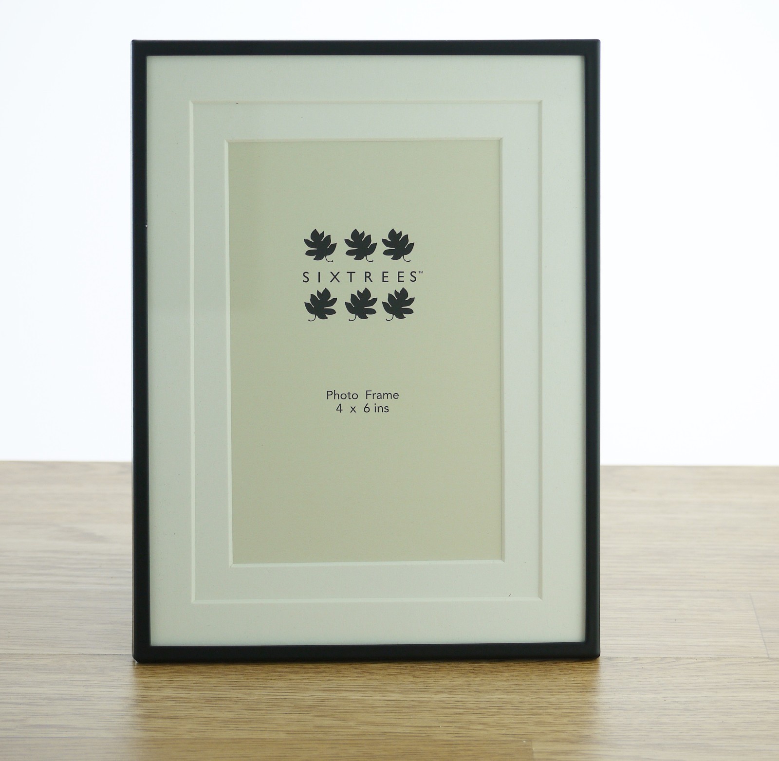 Satin Black 4 x 6 inch metal photoframe with double mount. Park Lane by Sixtrees