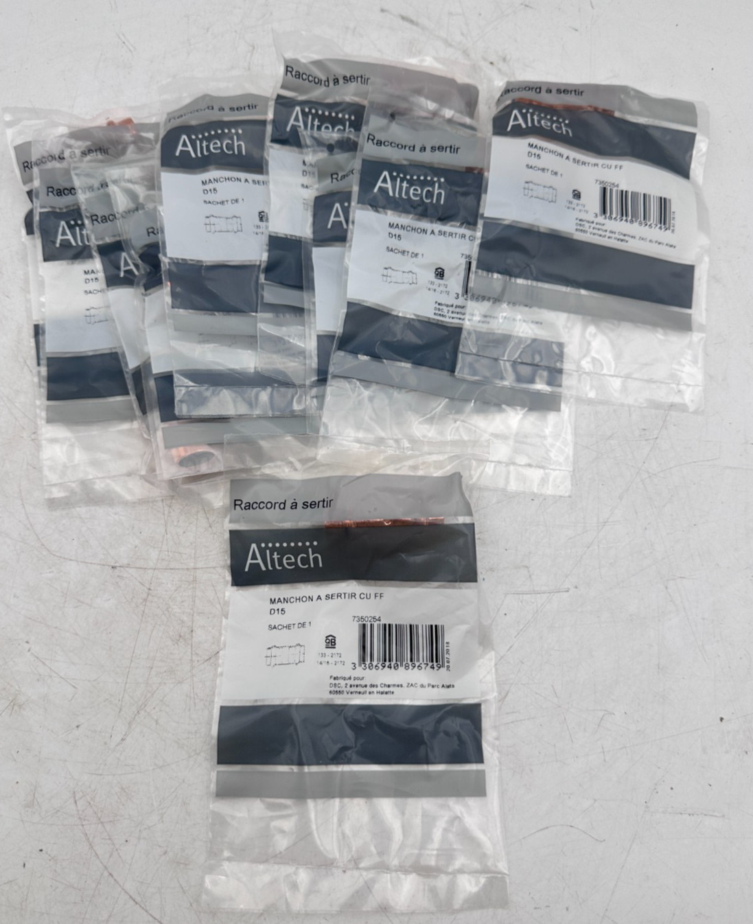 Manchon a sertir Altech 7350254 en cuivre femelle-femelle diametre 15mm pour tube de chauffage