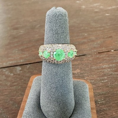 Bomb Party Simply Speechless LC Green Ice Crystal Rose Gold Plate Ring SZ 6