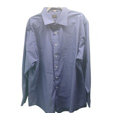 Chaps Mens Blue Stripe Classic Fit Dress Shirt XXL 18 1/2 34/35 Cotton