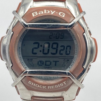 Casio Baby-G Women's Watch 2488 MSG-135 Brown Dolphin Dual Time New Battery 8.5''