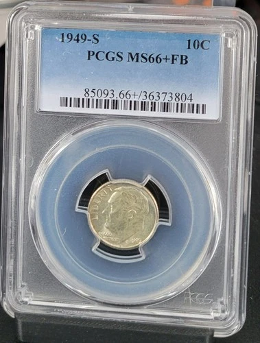 1949-S Roosevelt Dime MS66+ FB  PCGS  Blast White