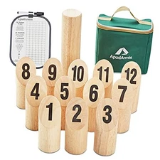  Wooden Tossing Game Set, Numbered Block Toss Games Set with Scoreboard & 