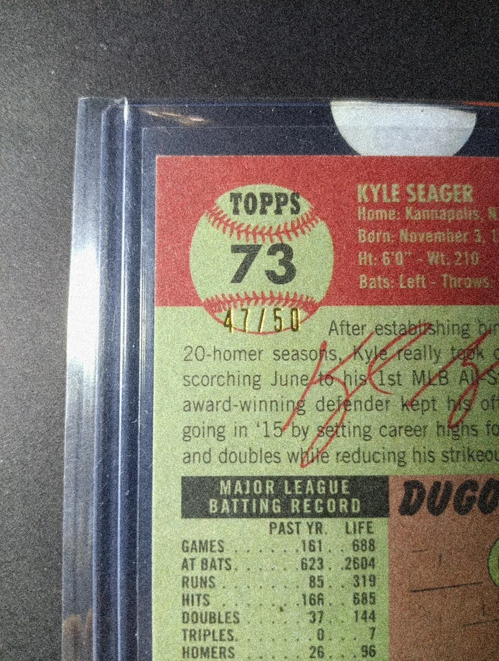 2016 Topps Archives Kyle Seager 1953 Design SSP RED Boarder #'d 47/50 - Image 3 of 4